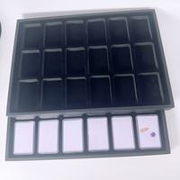 Boîte de rangement pour bijoux à 18 compartiments avec couvercle, plateau transparent pour gemmes, présentoir pour pierres brutes, boîte de pose de bagues, rectangulaire, simplicité
