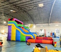 Toboggan aquatique gonflable avec piscine, toboggan commercial en PVC pour enfants et adultes, équipement de parc aquatique extérieur
