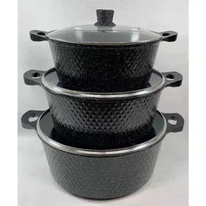 Cocina/32/36/40CM grande sartén antiadherente de fundición de la olla de cocina de aluminio antiadherente de granito de cazuela de utensilios de cocina negro