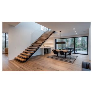 Prima, Villa moderna personalizada, escaleras rectas para interiores, <span class=keywords><strong>escalera</strong></span> de <span class=keywords><strong>madera</strong></span> <span class=keywords><strong>suspendida</strong></span> duradera con barandilla de vidrio para apartamentos, hoteles, <span class=keywords><strong>escalera</strong></span> - Product Image 6