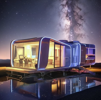 Hôtel de villégiature mobile de luxe préfabriqué moderne système de contrôle intelligent Space Capsule House avec cuisine et serrure de porte