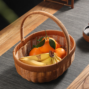 Cesto portaoggetti ovale in rattan PE intrecciato con coperchio e maniglia, cesto in rattan PP dal design moderno, multiuso per esterni e uso domestico - Product Image 5