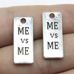Gangan 24x10mm 2.1g Antique Silver DIY Retro Jewelry Accessory ME <strong>VS</strong> Logo Pendant - Product Image 5