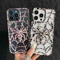 Placage de luxe blocs de marbre coque de téléphone en TPU pour IPhone17 16 14 Pro Max 12 11 15 accessoires arachnide housse de protection sac OPP