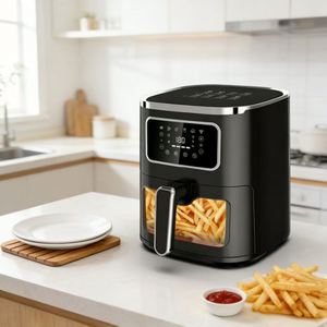 Friteuse électrique carrée en plastique 5L à commande numérique, sans huile, avec fonction de cuisson et fenêtre de visualisation, à haute efficacité énergétique - Product Image 3