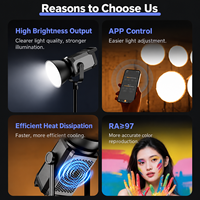 Lumière vidéo LED COB bicolore 200W Pro 2700K-6500K avec monture Bowens, télécommande APP, CRI95+ pour Godox SL200IIBi Amaran 200X Nanlite FS-200B