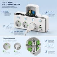 Regleta de Enchufes Universal Estándar Europeo 10A de Cobre y Latón con Puertos USB A+C, Interruptor Maestro y Protección contra Sobretensiones, Venta al por Mayor