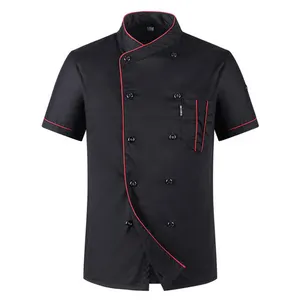 Uniformes de trabajo de cocina para Chef, chaquetas de manga corta con doble botonadura para restaurante, panadería, café, camarero, Catering y servicio de alimentos