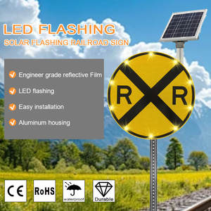 علامة معدنية عالية الجودة من الألومنيوم دائرية 36*36 بوصة LED وامض شمسي للسكك الحديدية - Product Image 3