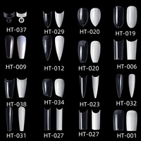 Kit ujung kuku penuh setengah Prancis akrilik ABS 500 buah Set manikur C Sharp 10 ukuran untuk jari jari kaki Almond kuku palsu Bergerigi