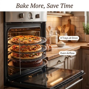 Plaque à <span class=keywords><strong>pizza</strong></span> noire, support à <span class=keywords><strong>pizza</strong></span>, ensemble de cuisson, plateaux perforés antiadhésifs de 13 pouces pour four et grill, support pliable multifonctionnel - Product Image 2