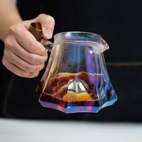 Carafe à café en verre céramique dégradé Volcano avec poignée anti-brûlure en noyer – Écologique, moderne, luxueuse et professionnelle