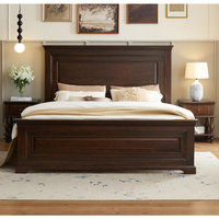 Lit double en bois massif de luxe français, design en buis, confortable et durable, mobilier de chambre à coucher