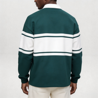 Camiseta Polo Personalizada de Manga Larga, 360 g/m², Algodón Grueso, Estilo Rugby, con Parches de Color en Contraste, para Hombre