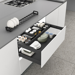 Cestello Portapiatti e Portaciotole in Lega di Alluminio <span class=keywords><strong>per</strong></span> Mobile da Cucina con Divisorio 3:7 <span class=keywords><strong>per</strong></span> Stoccaggio Piatti - Product Image 3