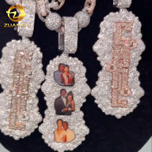 Pendentifs Lettres Verticales Tendance 2026, Bijoux Initiaux Commémoratifs en Moissanite Iced Out, <span class=keywords><strong>Pendentif</strong></span> Chaîne en Moissanite - Product Image 2