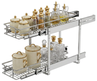 Organisateur de tiroir coulissant moderne en fer de 9 pouces à double niveau, robuste, à extension complète, pour épices, étroit, pour rangement de cuisine