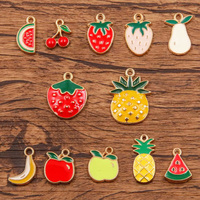 WEGOODZF Emaille Zinklegering Fruit Hangertjes Gegalvaniseerd 3D Schattig Kersen Hart Handgemaakt DIY Schoenen Accessoires Kreeft Decoratie