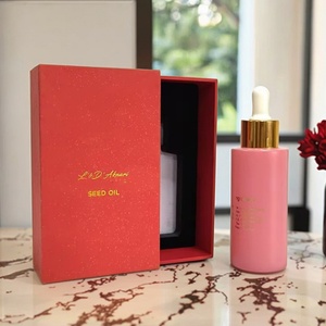 50ml Luxury Body Oil Skin Care Packaging Pink Frosted Glass Bottles with Customized Drawer Paper <b>Box</b> Screen Printed OEM/ODM - Product Image 1