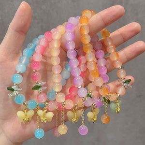 Bracelet Papillon Ombré Dégradé Perlé pour Femme et Fille, Perles de Cristal et Pierres Précieuses Dorées, Fait Main, Idéal Cadeau - Product Image 1