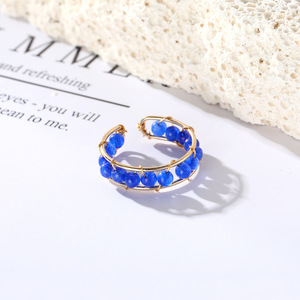 Anillos de Cristal Natural Triturado Hechos a Mano con Engaste de Canal, Joyería Tejida Unisex para Uso Diario - Product Image 3
