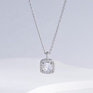 Collar minimalista de plata de ley 925 con piedra blanca, joyería fina, mejor amiga, circonita, cadena de oro de 18k, colgante. - Product Image 5