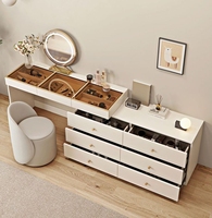 Commode multifonctionnelle moderne éclairée pour salon, coiffeuse durable, organisateur de maquillage rotatif en bois MDF, lit-canapé en option
