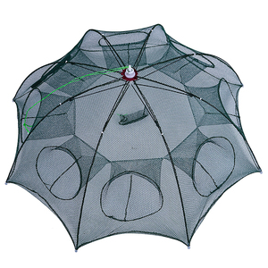 Nasse à poissons robuste pliable en nylon avec <span class=keywords><strong>filet</strong></span>, 4 à 24 trous, cage à crevettes automatique avec sacs à appâts, équipement <span class=keywords><strong>de</strong></span> <span class=keywords><strong>pêche</strong></span> - Product Image 1