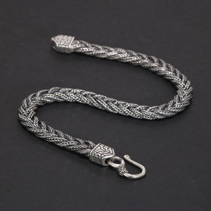 <span class=keywords><strong>Bracciale</strong></span> in argento Sterling 925 5mm coda di <span class=keywords><strong>volpe</strong></span> modello intrecciato a mano da donna e da uomo Vintage Chain Party Hiphop Jewelry Gift