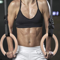 2Pcs Sets Wood Gymnastic Rings Training Gymnastic Wooden Gym Rings Gymnastics Rings Straps for Power Training