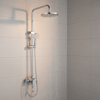Ensemble de douche mural moderne avec robinet en cuivre fin, finition chromée, pour eau chaude/froide, idéal pour la maison