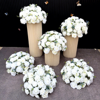EG-WD193 Fleur Artificielle Rose en Soie pour Décoration de Fiançailles, Meilleures Ventes, Boule de Fleurs Blanches de 50 cm pour Centres de Table de Mariage