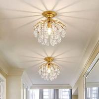 Nouveau design de luminaires de plafond dorés à la française, abat-jour en cristal pour couloir, dressing, restaurant, cuisine, lampe LED