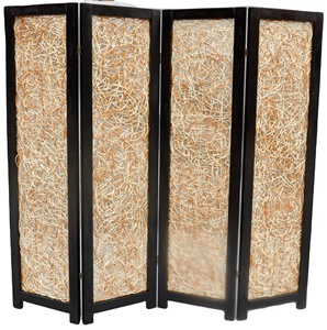 Séparateur <span class=keywords><strong>de</strong></span> salle <span class=keywords><strong>de</strong></span> restaurant à écran pliable en rotin tissé à la main à 4 panneaux - Product Image 1