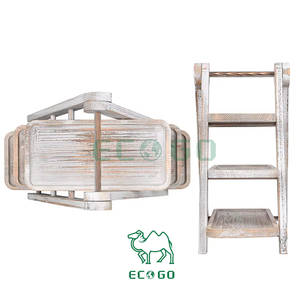 Estante de almacenamiento de bandeja de 3 niveles de madera de estilo Retro, estante de almacenamiento plegable para pícnic al aire libre, estante de almacenamiento de alimentos para postres y pasteles - Product Image 5