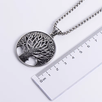Pendentif classique rond Arbre de Vie, pendentif creux unisexe en acier inoxydable, collier bijoux prix usine