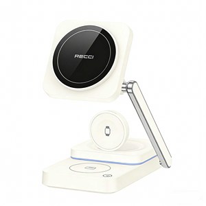 RECCI RCW-48 Chargeur sans fil magnétique pliable 3-en-1 pour smartphones, montres et écouteurs - Product Image 1