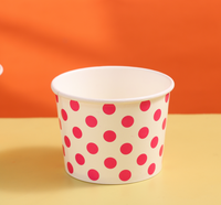Ebelee – Nouveaux gobelets en papier à paroi simple imprimés sur mesure, qualité alimentaire, pour crème glacée et yaourt glacé, rayés roses, vente en gros
