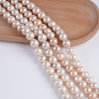 Perles naturelles en gros 11-13mm Perles rondes de forme Edison Fil de perles de couleur blanche et rose pour la fabrication de bijoux