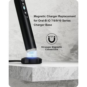 Chargeur magnétique pour brosse à dents électrique Oral B série Io, entrée AC 5W, matériau ABS noir, base de charge sans fil - Product Image 3