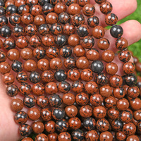 Perles rondes en obsidienne rouge et noire naturelle, fourniture directe d'usine, fabrication de bijoux DIY, vente en gros