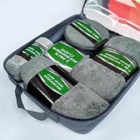 9 pièces Kit de lavage de voiture fournitures serviette en microfibre détaillant la brosse de roue de voiture épilation à la cire éponge combinaison outils de nettoyage de voiture