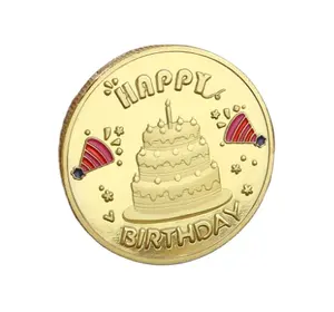 New Gold-Plated Birthday Coin Commemorative Medallion for Happy Birthday Wishes Metal Crafts