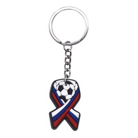 Cadeaux promotionnels de football Coupe du Monde 2026 Porte-clés personnalisé en acier inoxydable gaufré écologique avec mousqueton en PVC pour les fans