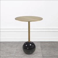 Table d'appoint en acier inoxydable doré avec base en marbre artificiel, table basse d'angle moderne pour salon, vente en gros d'usine