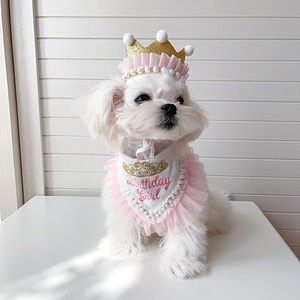 Conjunto de Corona y Pañuelos para Perro al por Mayor, Diseño Sólido Estilo Princesa, Material Poliéster/Nailon, Artículos para Fiestas de Cumpleaños - Product Image 2
