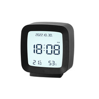 Réveil numérique multifonction LCD moderne Station météo Table de contrôle du son pour la température Humidité Bureau cadeau parfait