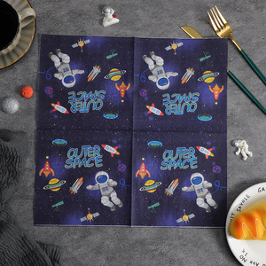 Printed cartoon space man party <b>paper</b> napkins, square <b>paper</b>, cross-border export, disposable napkin wholesale - Product Image 2