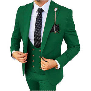 <span class=keywords><strong>Costume</strong></span> <span class=keywords><strong>Homme</strong></span> 3 Pièces <span class=keywords><strong>Vert</strong></span> Émeraude Élégant et Poli avec Logo Personnalisé, Coupe Slim, Simple Boutonnage, en Polyester Lisse pour <span class=keywords><strong>Mariage</strong></span> - Product Image 2