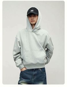 H5456 Style streetwear, vente en gros, personnalisable, mélange de coton 360 g/m², sweats à capuche boxy sans cordon, sweats à capuche oversize pour hommes - Product Image 5